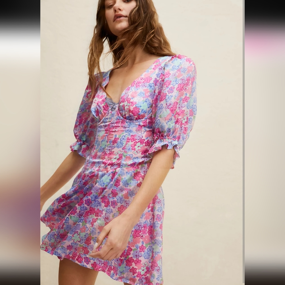 For Love & Lemons Angie Mini Dress Pink size Large NWT